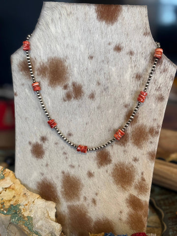 Red Spiny Oyster & Sterling Pearls