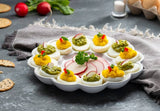 Kook Ceramic Round Egg Tray, Holds 12 Eggs, 9.8 In, White