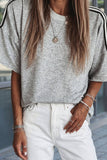 Striped Patchwork Detail Raw Edge Oversize Tee