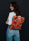 Orange & Multicolored Aztec Backpack