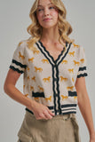 Horse Print Button Up Cardigan