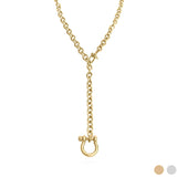 Gold Stainless Steel Y Necklace with Horse shoe Carabiner