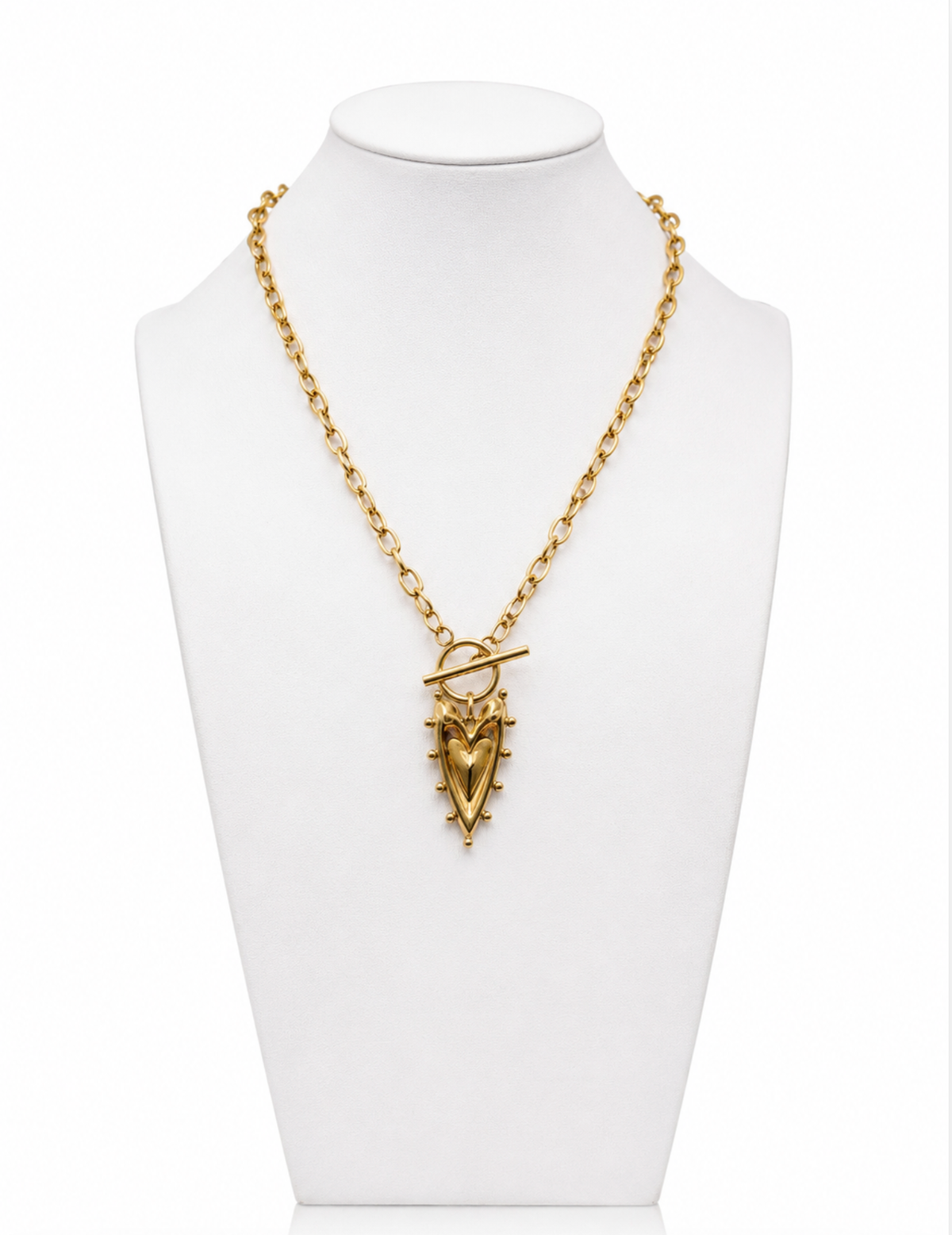 Golden Heart Toggle Necklace | 18k Gold Plated Stainless Steel