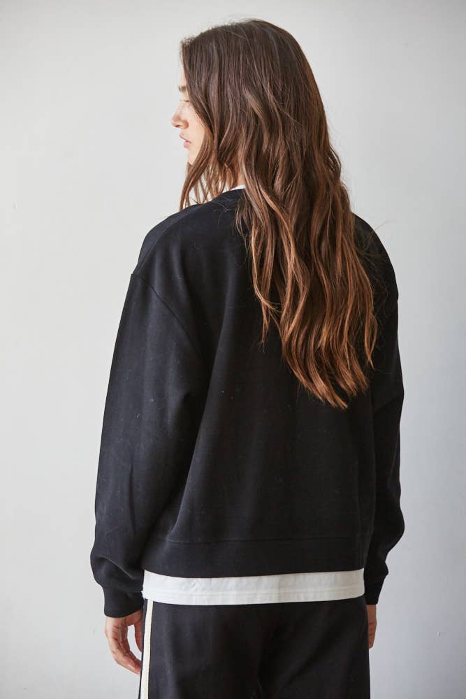 Cotton Polyester Crew Neck Sweatshirt Top
