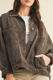 Coffee Vintage Wash Pleated Back Jacket
