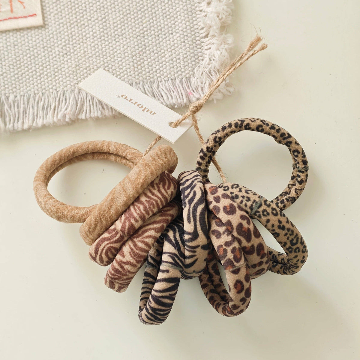 Animal Print Skinny Seamless Hair Ties (Set of 10)