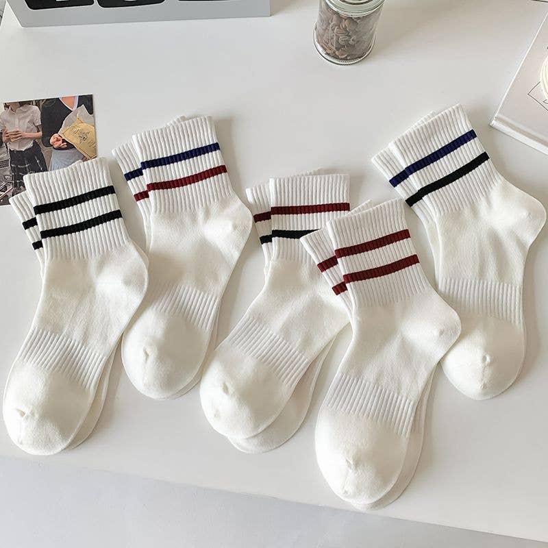 Sporty Preppy Versatile Striped Socks