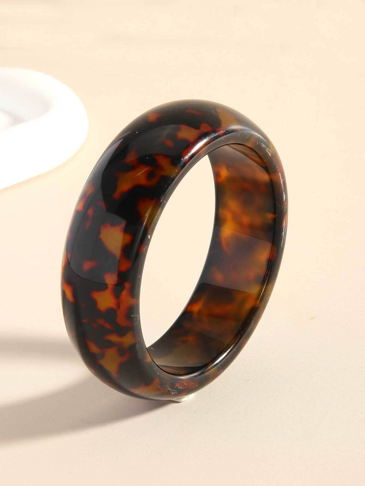 Tortoiseshell Resin Wide Bangle Bracelet