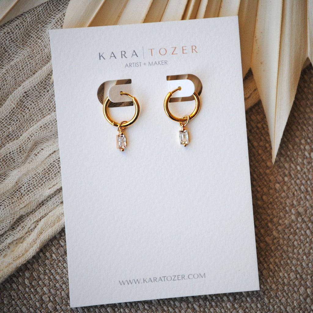 Kara Tozer Baguette Charm Huggie Hoops