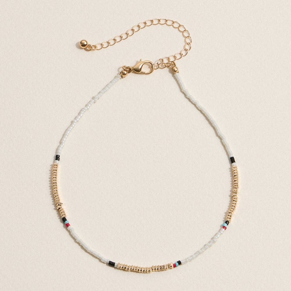 Gold-Trimmed Colorful | Seed Bead Anklet