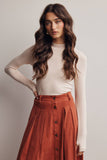 Stretch Ribbed Mock Neck Top