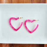 Heart Hoops - Hot Pink // Valentine's Earrings