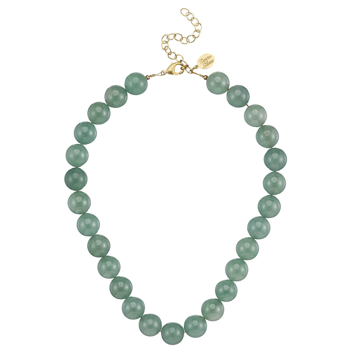 Susan Shaw 14mm Green Jade Necklace