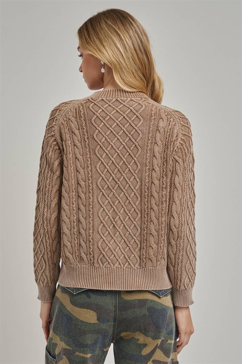 Mineral Washed Cable Knit Sweater