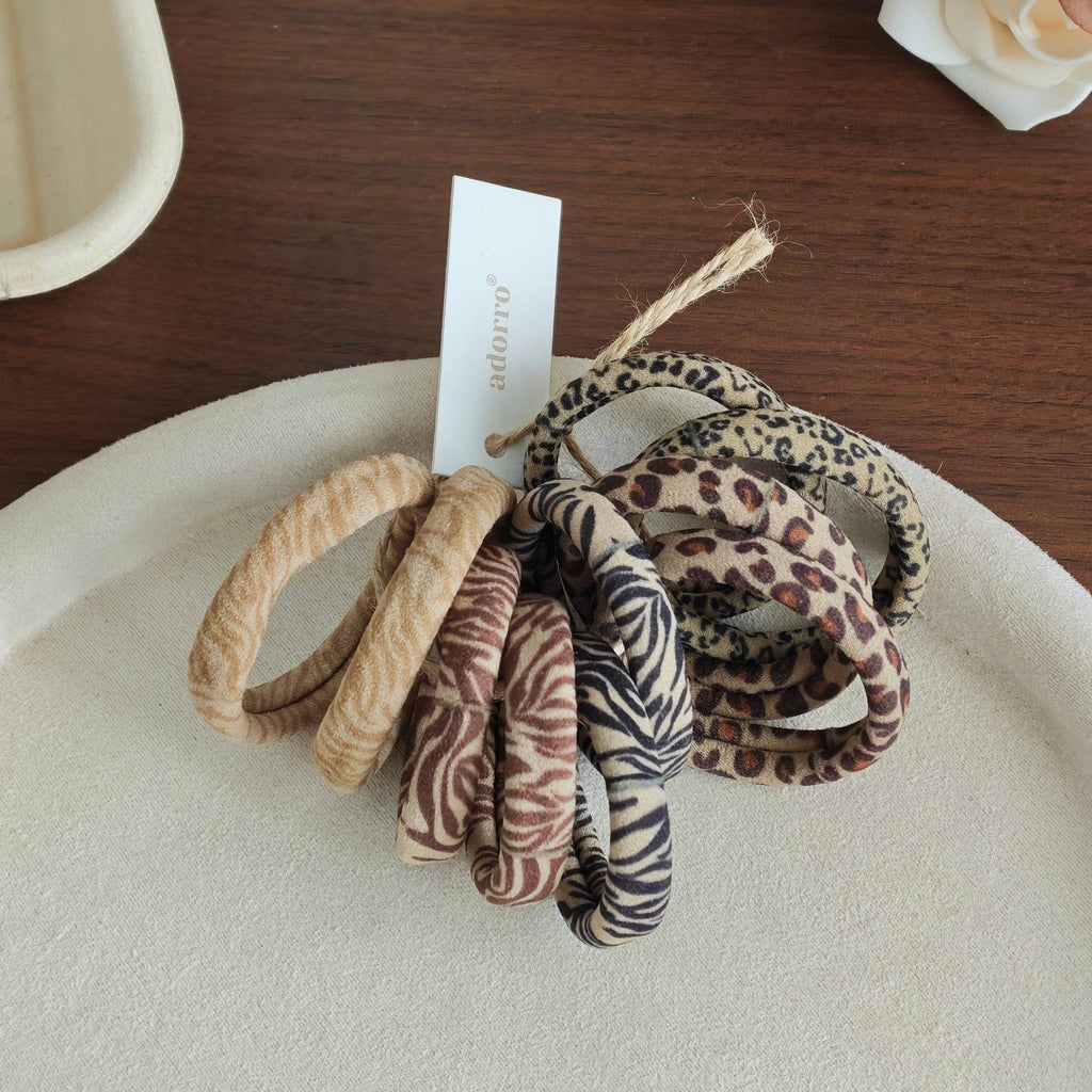 Animal Print Skinny Seamless Hair Ties (Set of 10)