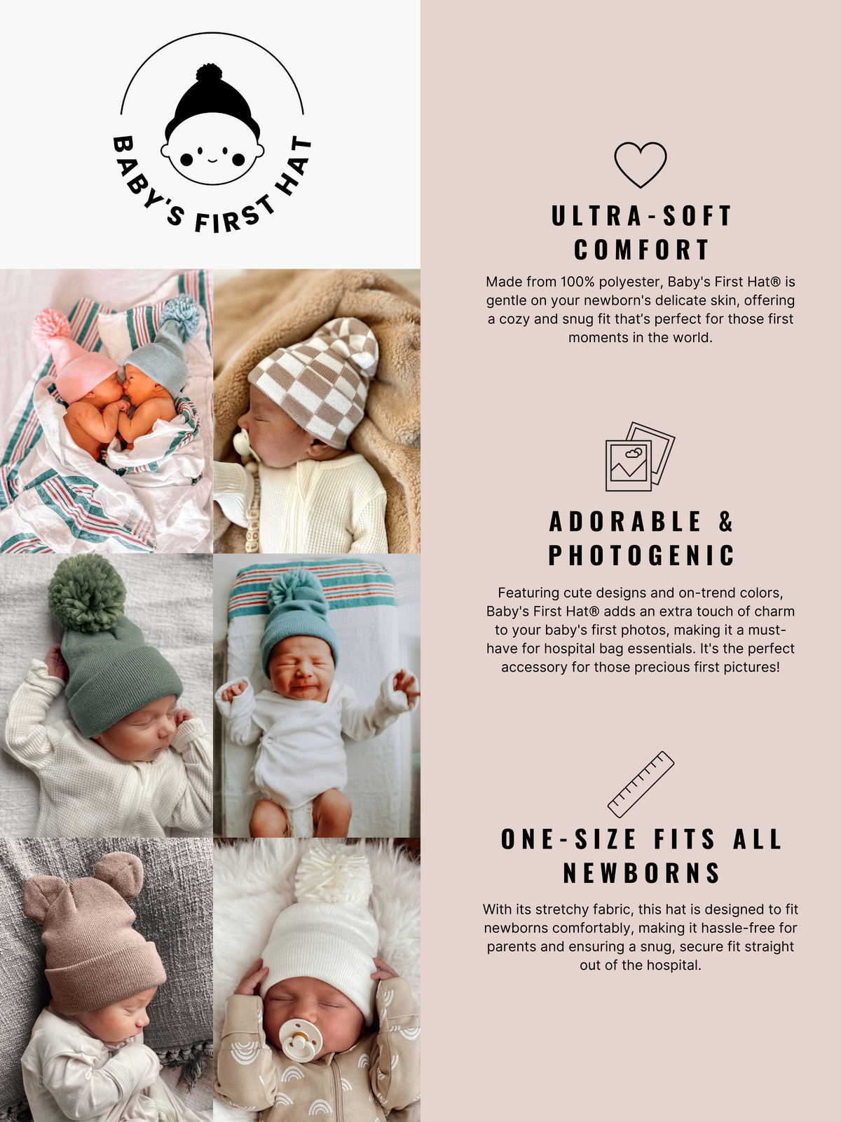 Baby's First Hat®, Petal Pink Bow