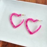 Heart Hoops - Hot Pink // Valentine's Earrings