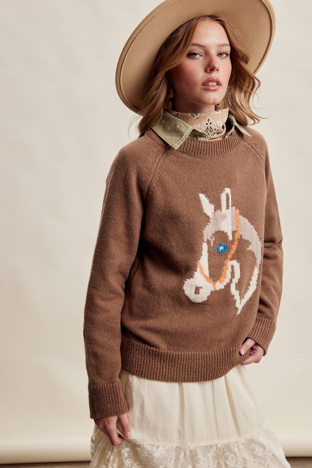 Horse Intarsia Knit Sweater