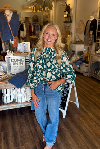 High Neck Floral Blouse