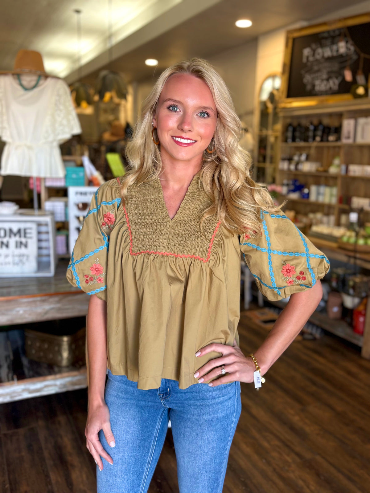 Green Cotton Poplin Top