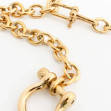 Gold Stainless Steel Y Necklace with Horse shoe Carabiner