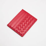 Vegan Leather Woven Braided Card Wallet
