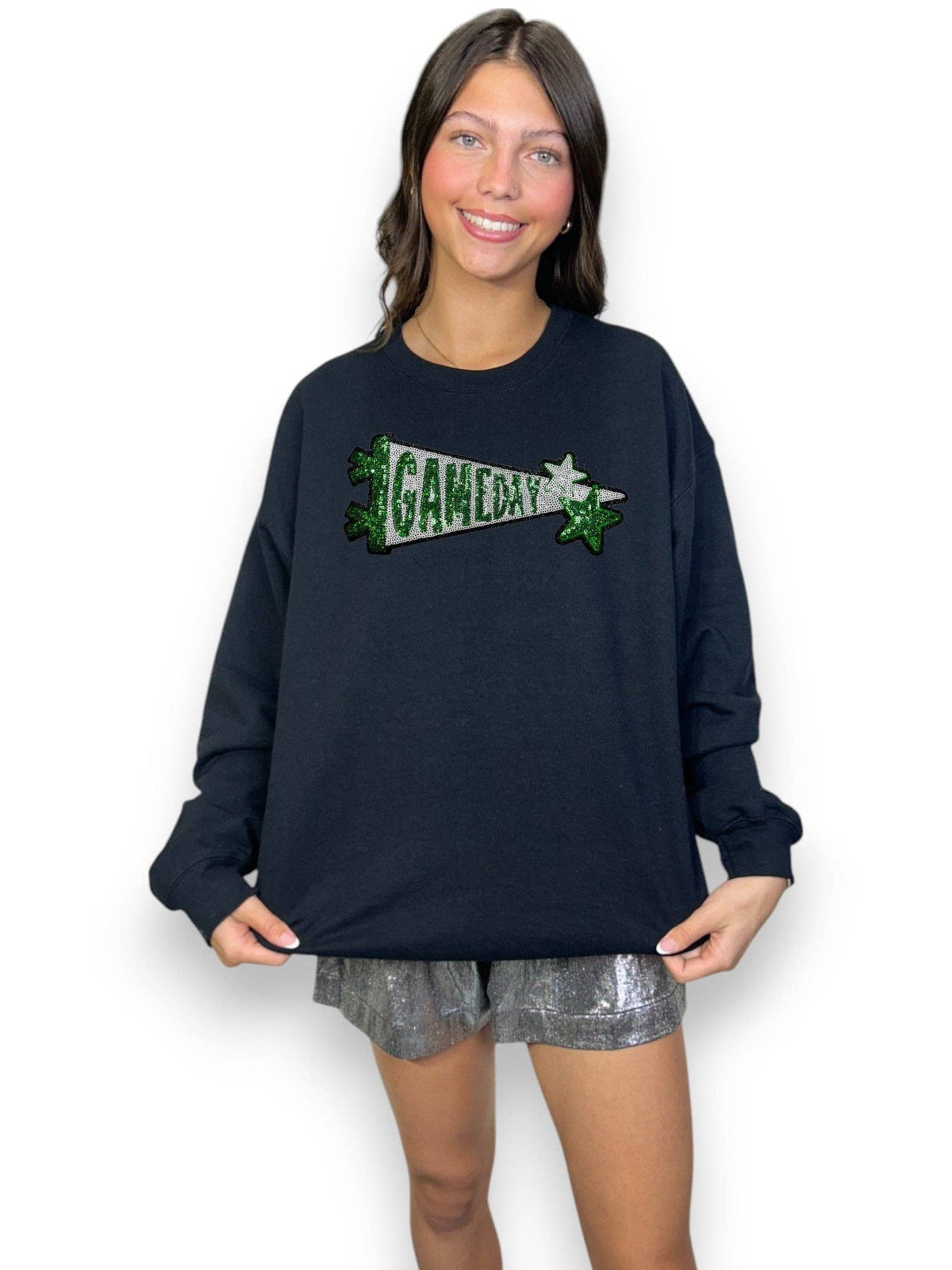 Green Sequin Gameday Pennant