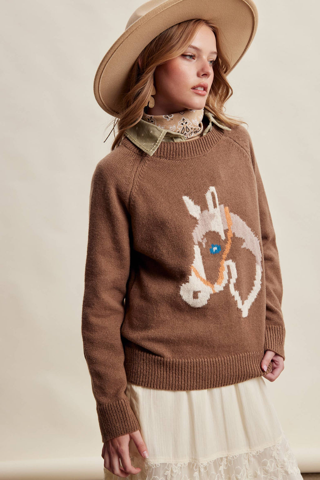 Horse Intarsia Knit Sweater