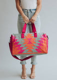 Orange, Pink & Slate Aztec Duffel