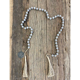 Chic Wooden Bead Garland With Jute Tassels - Grey Natural 69