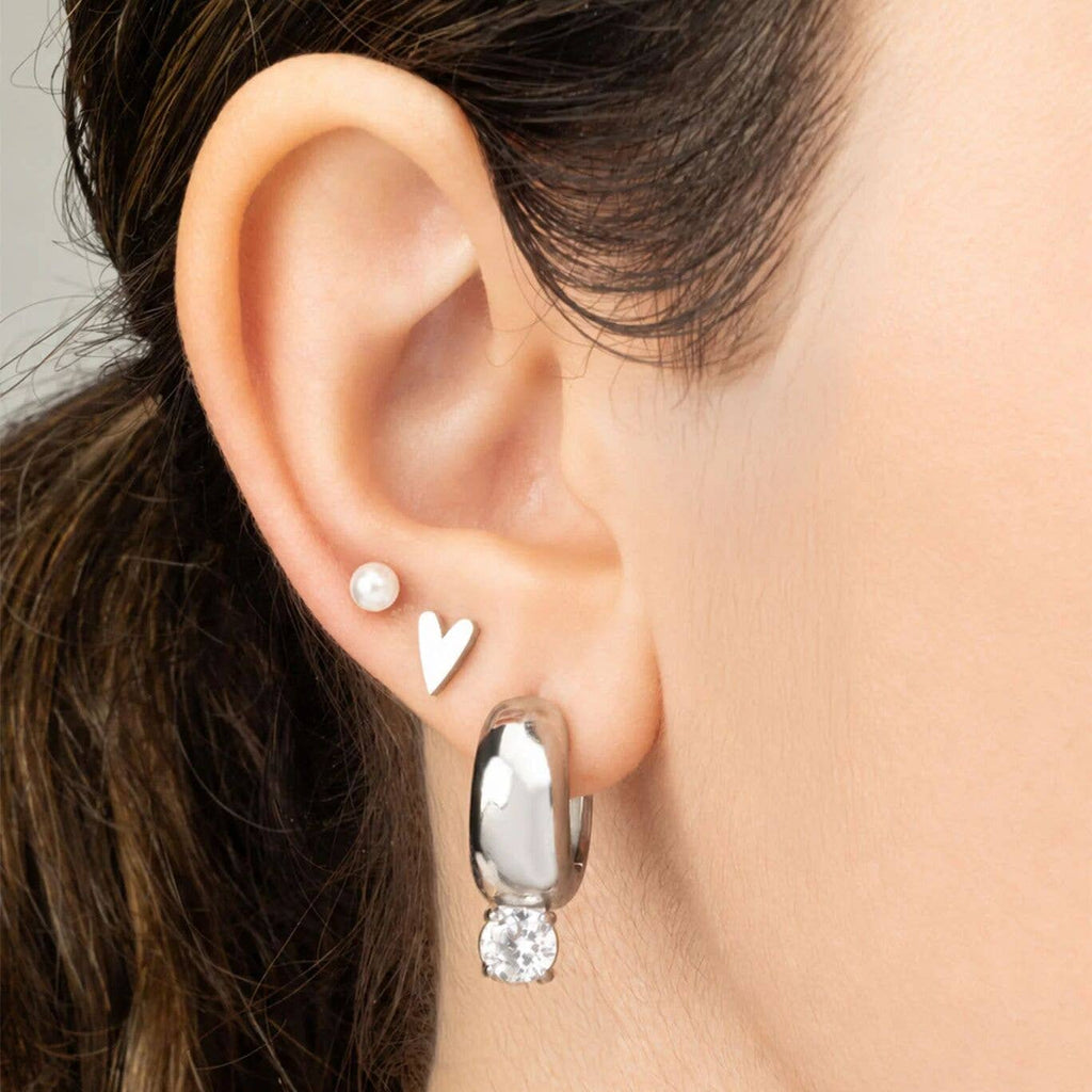 18K Gold PVD Stainless Steel Chunky One Stone Earrings