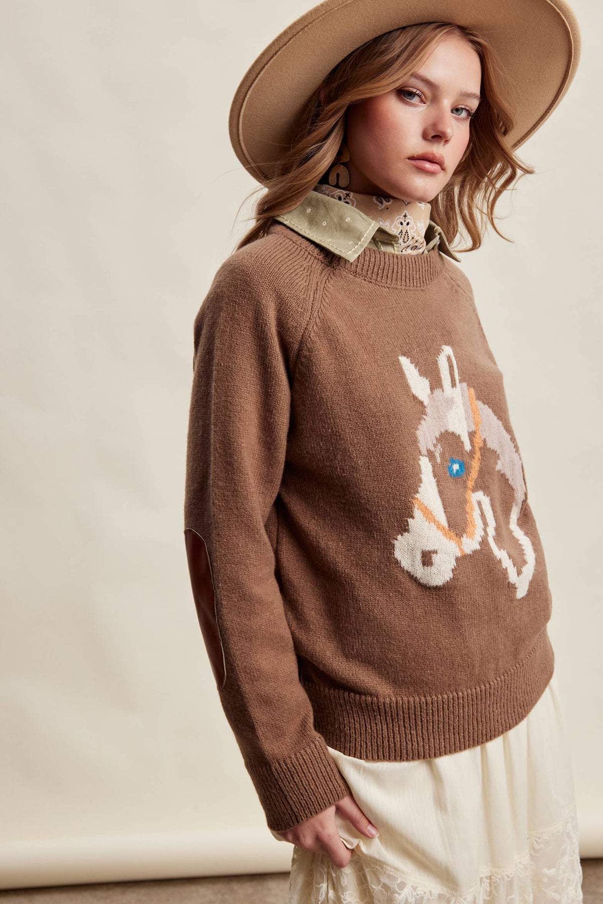 Horse Intarsia Knit Sweater
