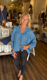 Chambray V-neck Blouse