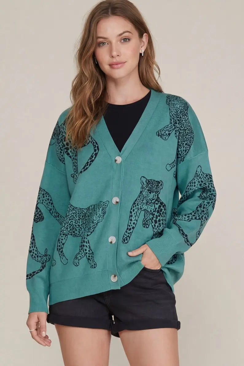Cheetah Motif Cardigan