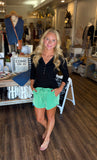 Green Casual Shorts