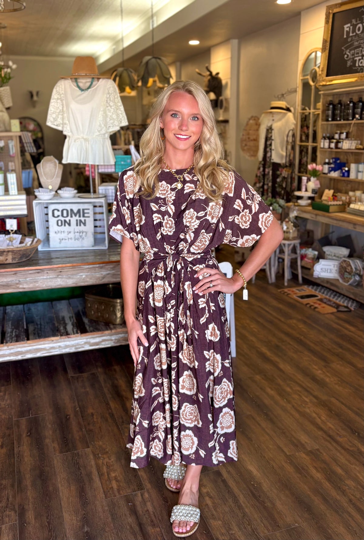Vineyard Sunset Front Pleat Dress