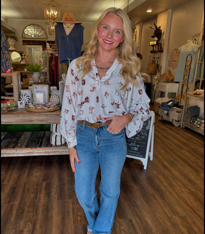 Western Puff Sleeve Blouse
