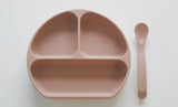 Silicone plate with suction lid and spoon