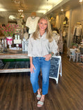Micro Plaid Dolman Button Up Top