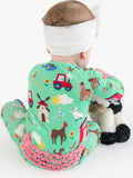 SoftSnooze™ Baby Girls Bamboo Viscose Farm Friends Convertible Ruffle One Piece Footie Pajama