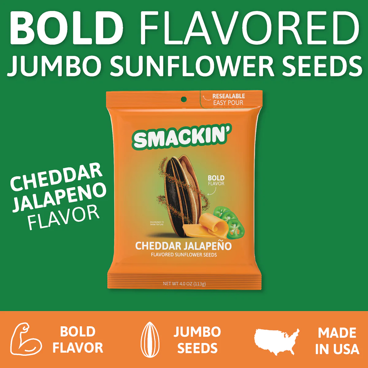 SMACKIN' Cheddar Jalapeño Sunflower Seeds