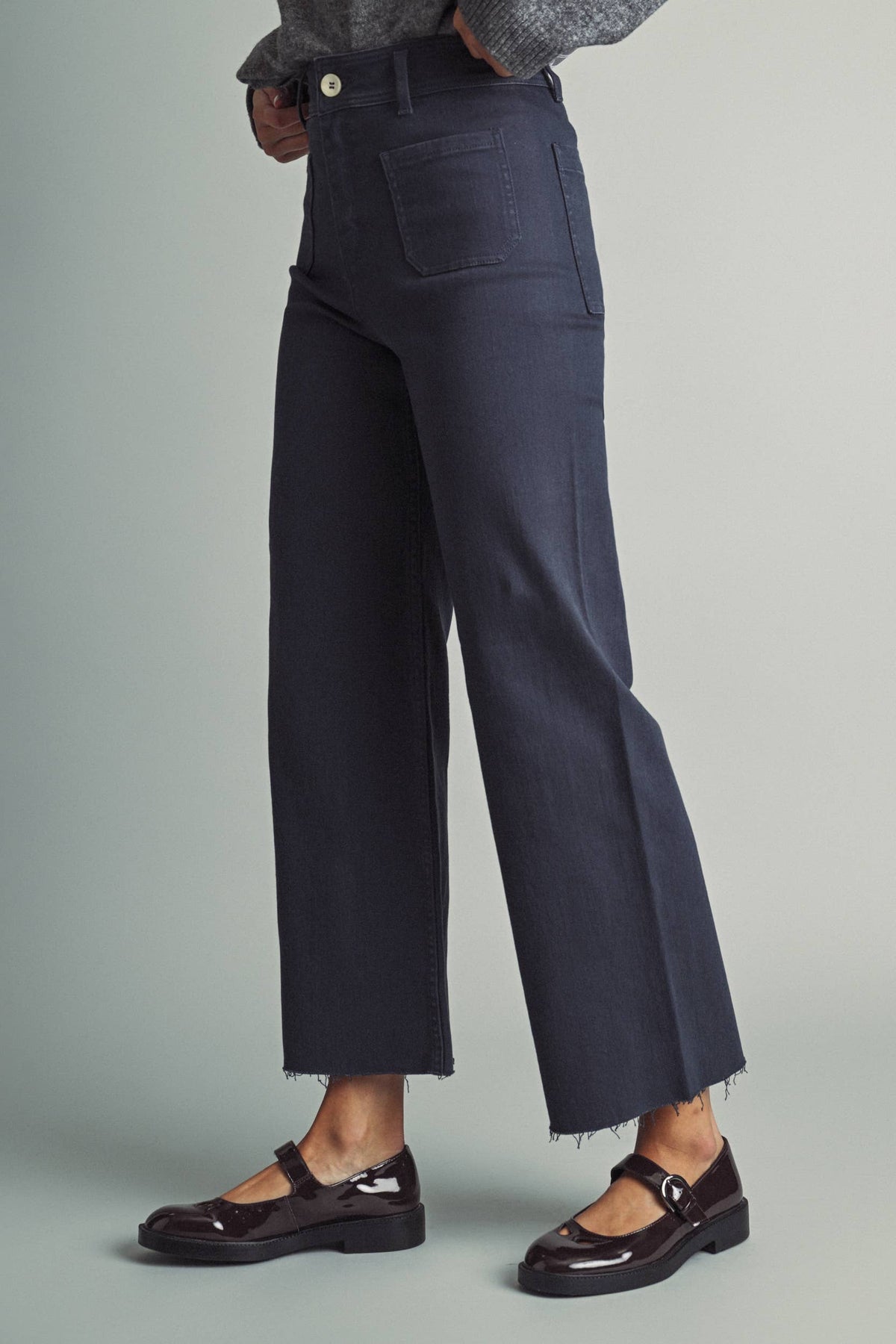 Faded Navy Wide Leg Patch Pocket Pant