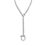 Gold Stainless Steel Y Necklace with Horse shoe Carabiner