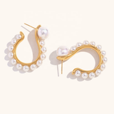 Cascade Pearl Hoop Earrings
