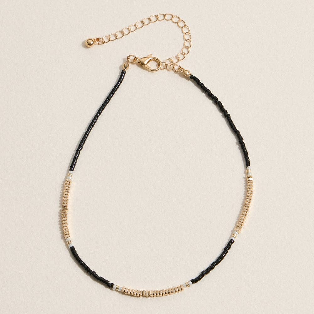 Gold-Trimmed Colorful | Seed Bead Anklet