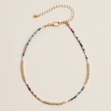 Gold-Trimmed Colorful | Seed Bead Anklet