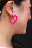 Heart Hoops - Hot Pink // Valentine's Earrings