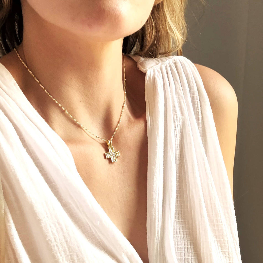 Gold Cross Pendant Necklace