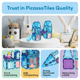 PicassoTiles 72pc Ice Castle Magnetic Tile Building Set