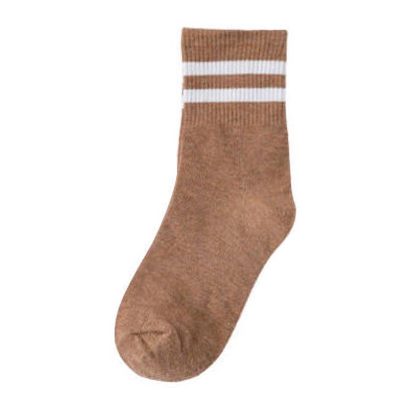 Preppy Versatile Plain Color Striped Socks